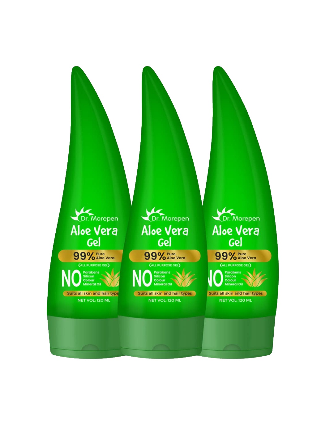 

Dr. Morepen Set Of 3 Aloe Vera Gel For Acne Scars - 120ml Each, Green