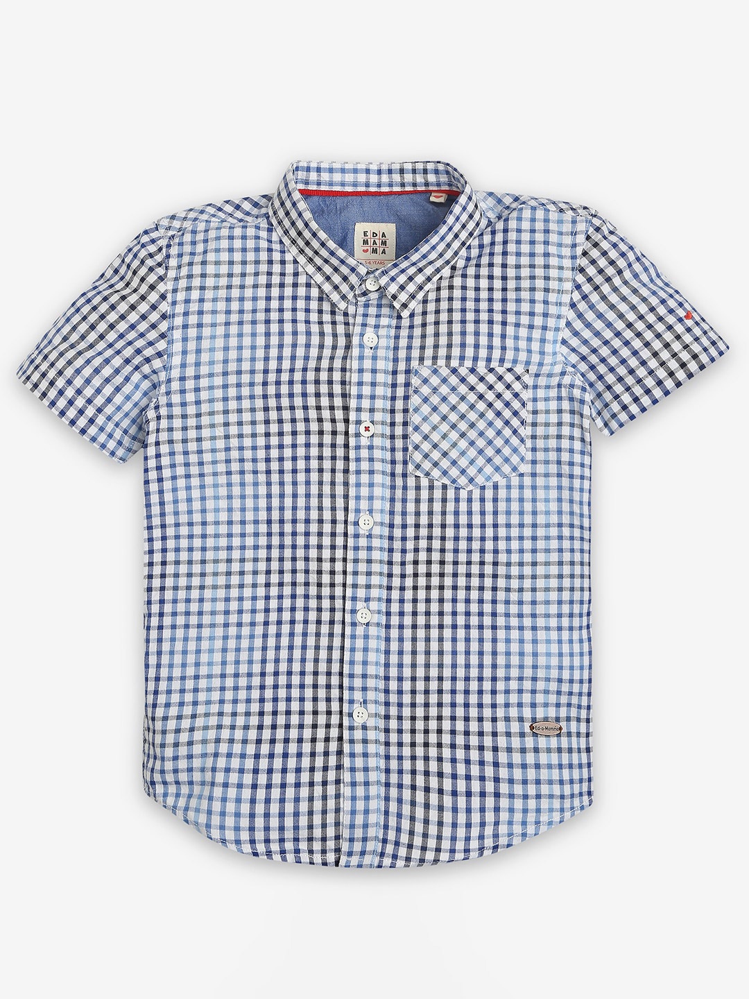 

Ed-a-Mamma Boys Premium Gingham Checks Opaque Checked Casual Shirt, Navy blue