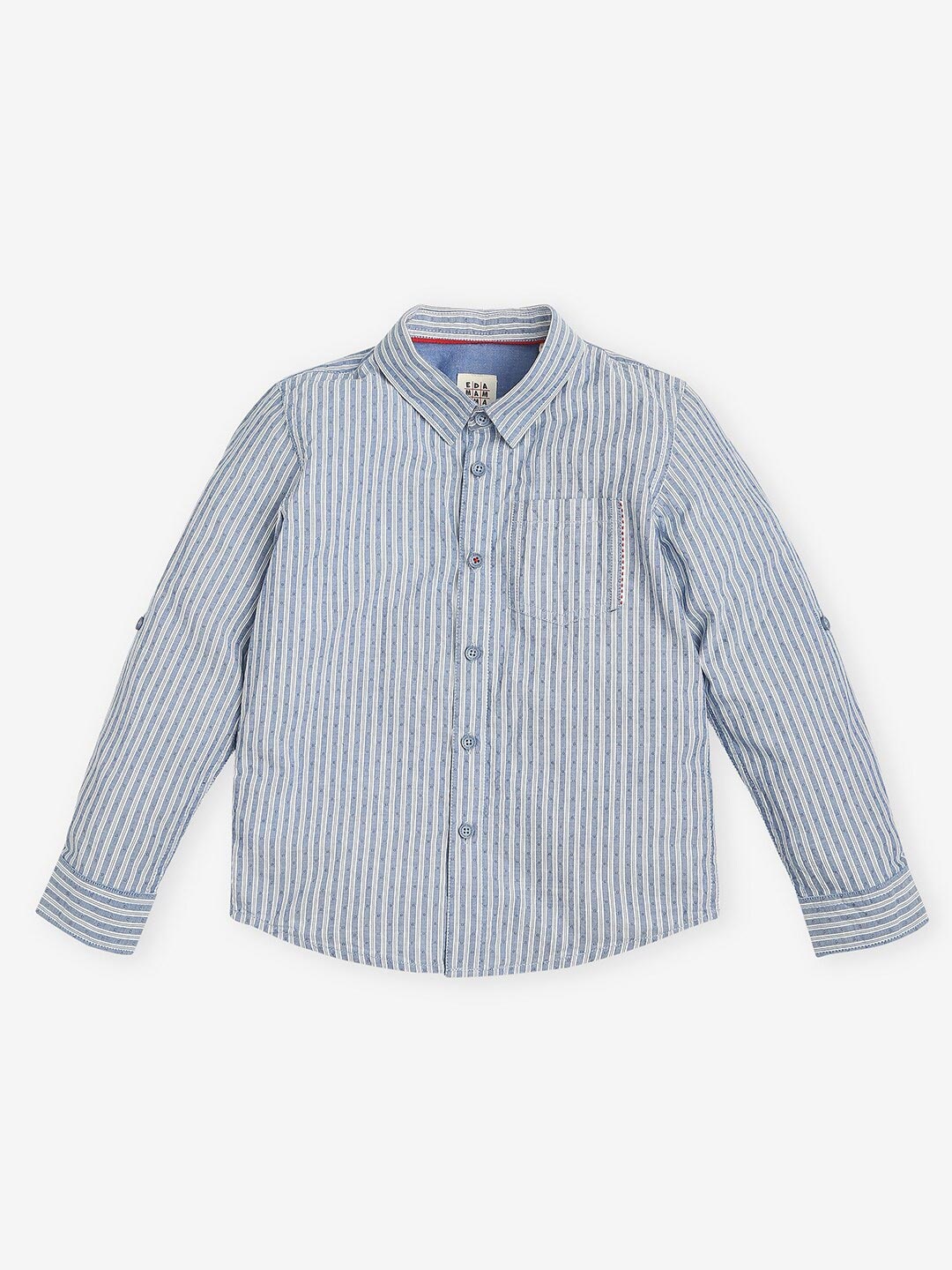 

Ed-a-Mamma Boys Premium Opaque Striped Casual Shirt, Blue