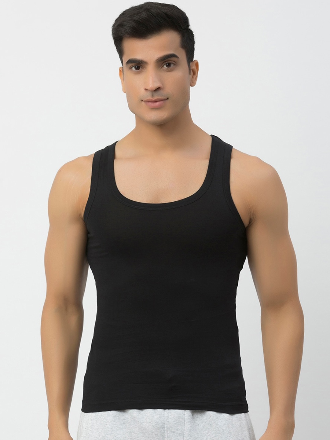 

John Players Cotton Sleeveless Innerwear Vest, Black