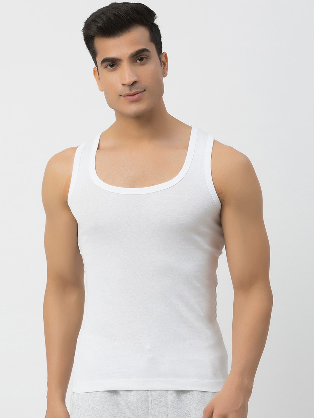 

John Players Pure Cotton Sleeveless Innerwear Vest, White