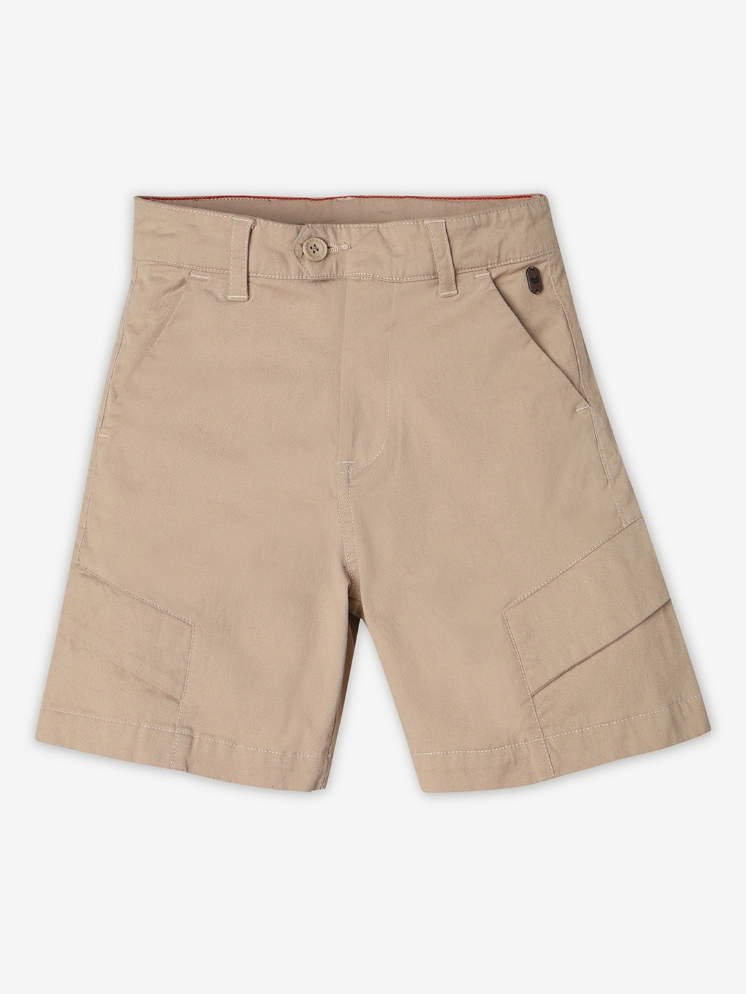 

Ed-a-Mamma Boys Solid Cargo Shorts With Button Closure, Beige