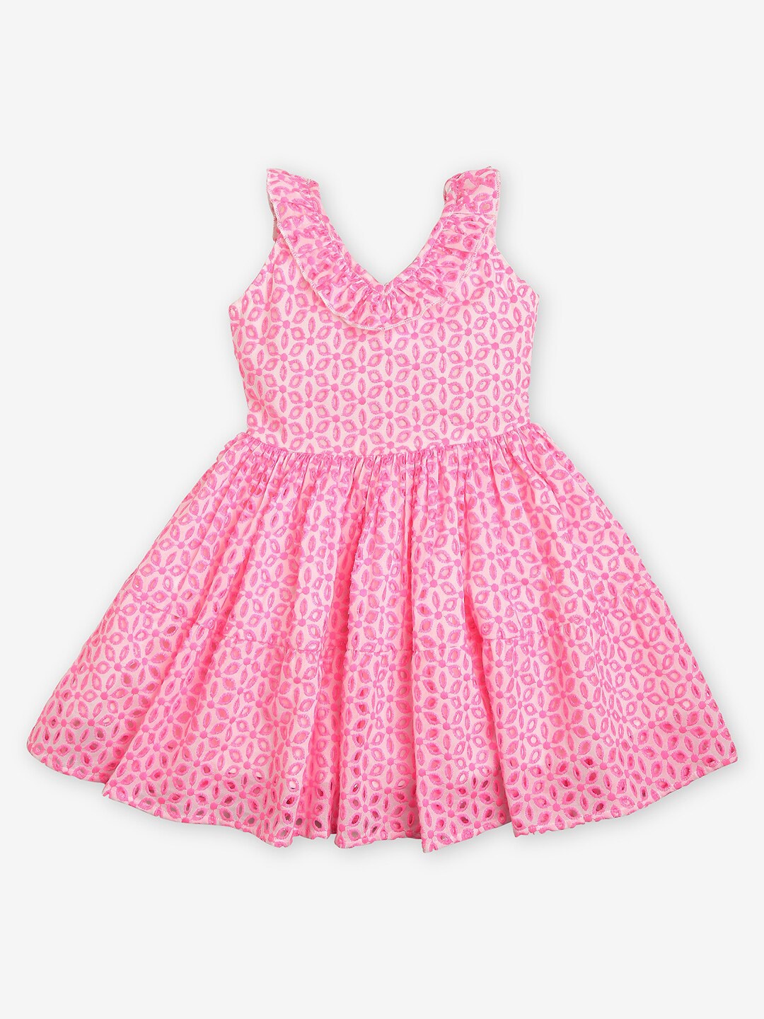 

Ed-a-Mamma Girls Self Design Fit & Flare Dress, Pink