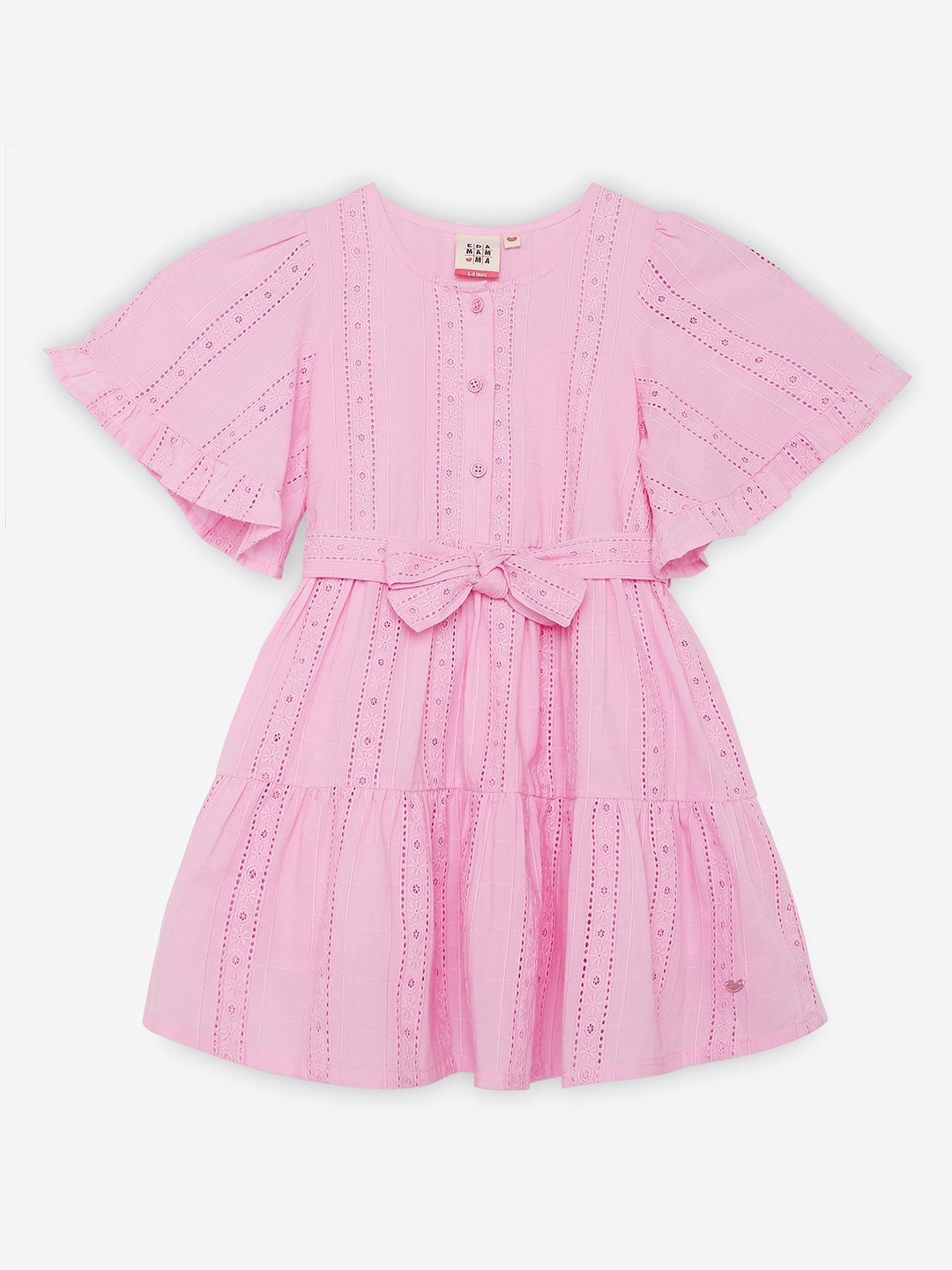 

Ed-a-Mamma Girls Flared Sleeve Fit & Flare Dress, Pink