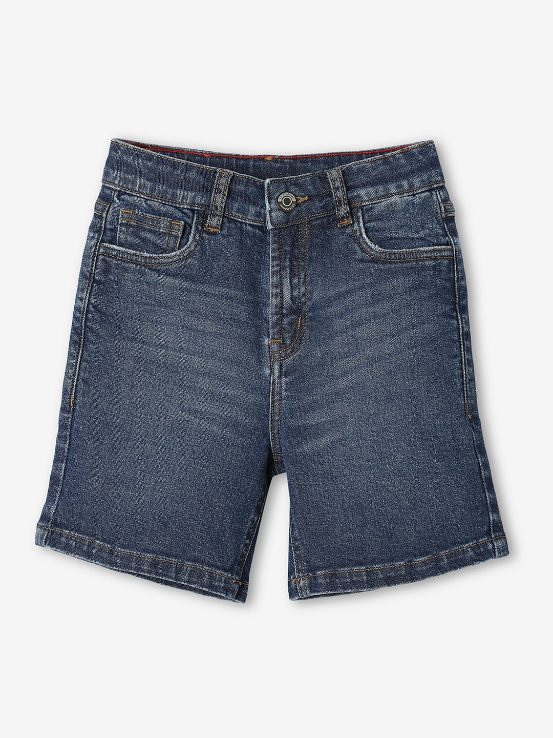 

Ed-a-Mamma Boys solid Washed Denim Shorts With Button Closure, Blue