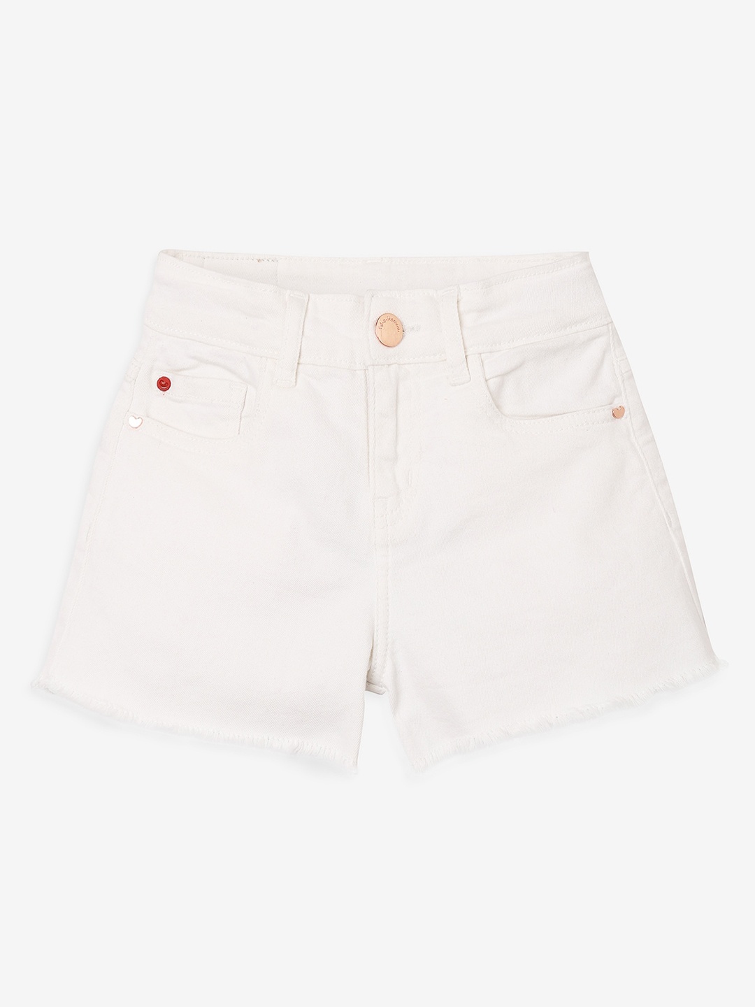 

Ed-a-Mamma Girls Solid Denim Shorts With Button Closure, White