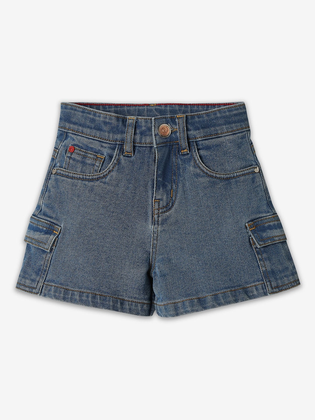 

Ed-a-Mamma Girls Solid Denim Shorts With Button Closure, Blue