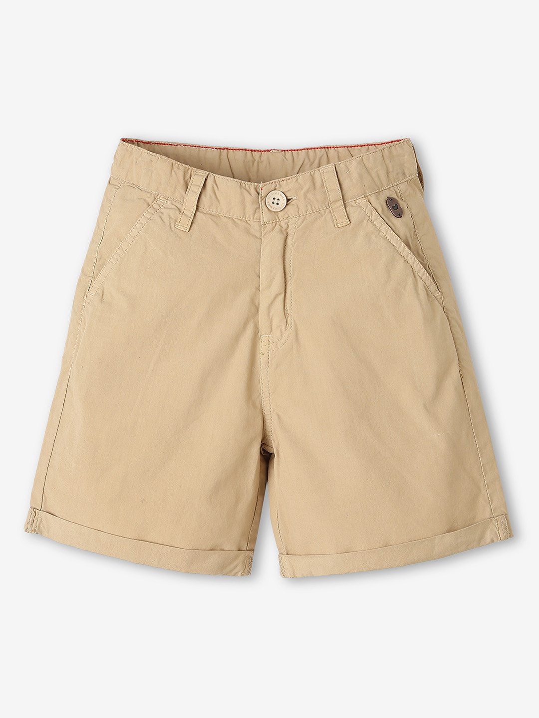 

Ed-a-Mamma Boys Solid Shorts With Button Closure, Beige