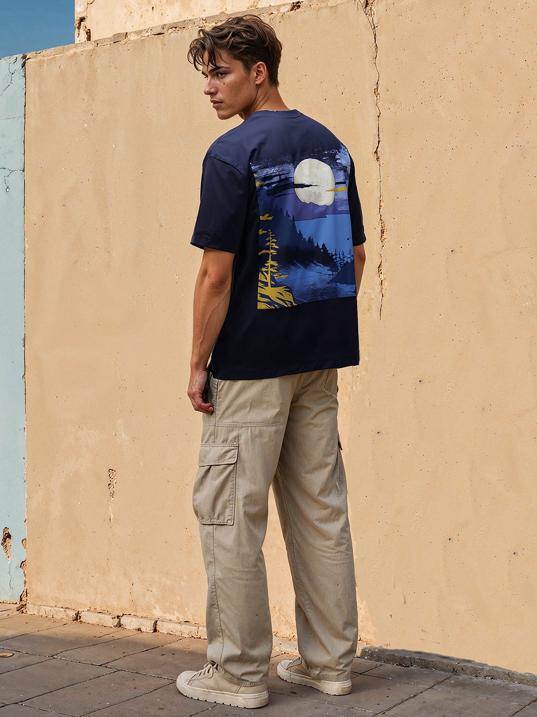 

H&M Cotton 3D Graphic Printed T-shirt, Navy blue