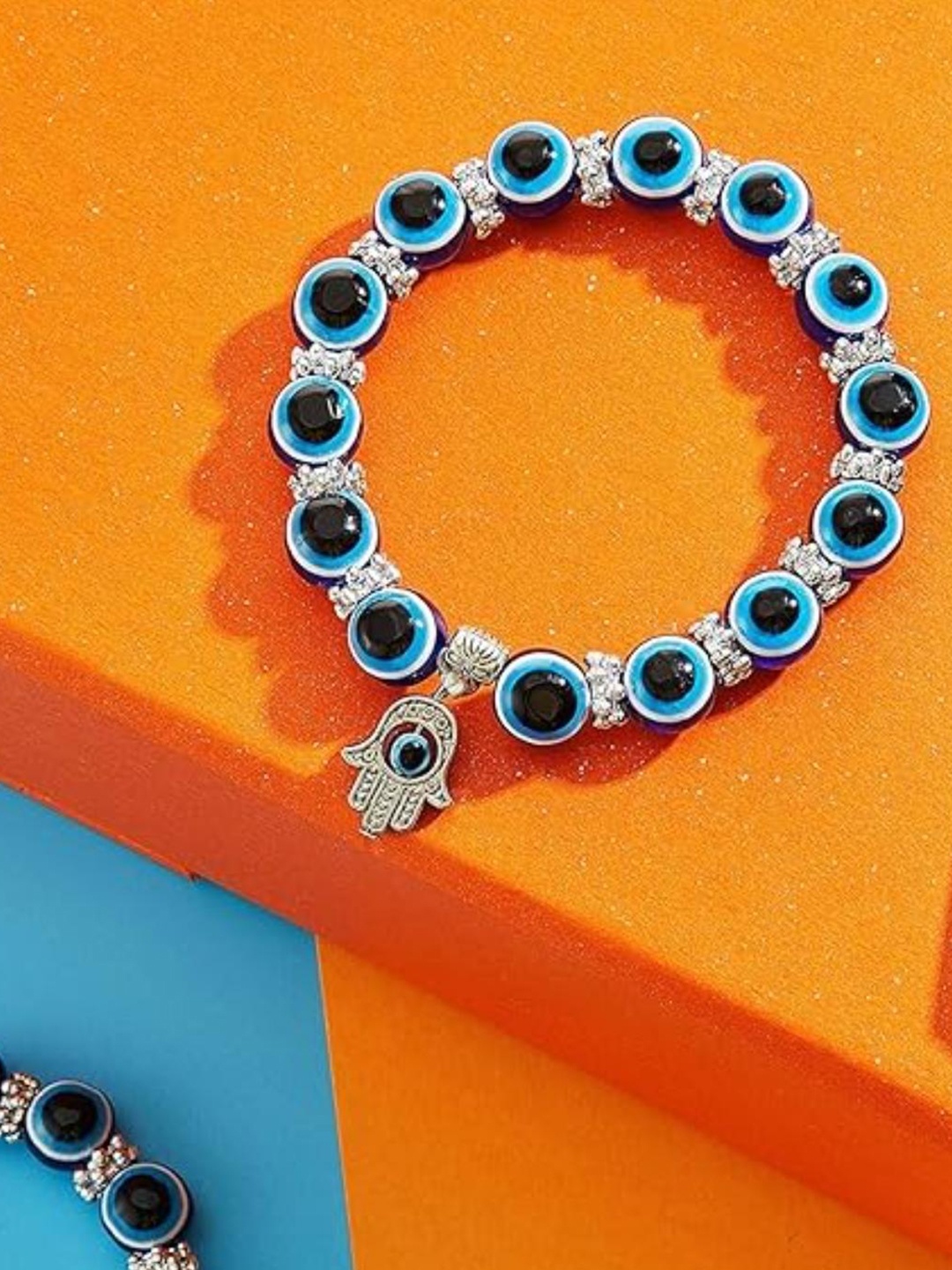 

DN Creation Unisex Evil Eye Beaded Elasticated Bracelet, Blue