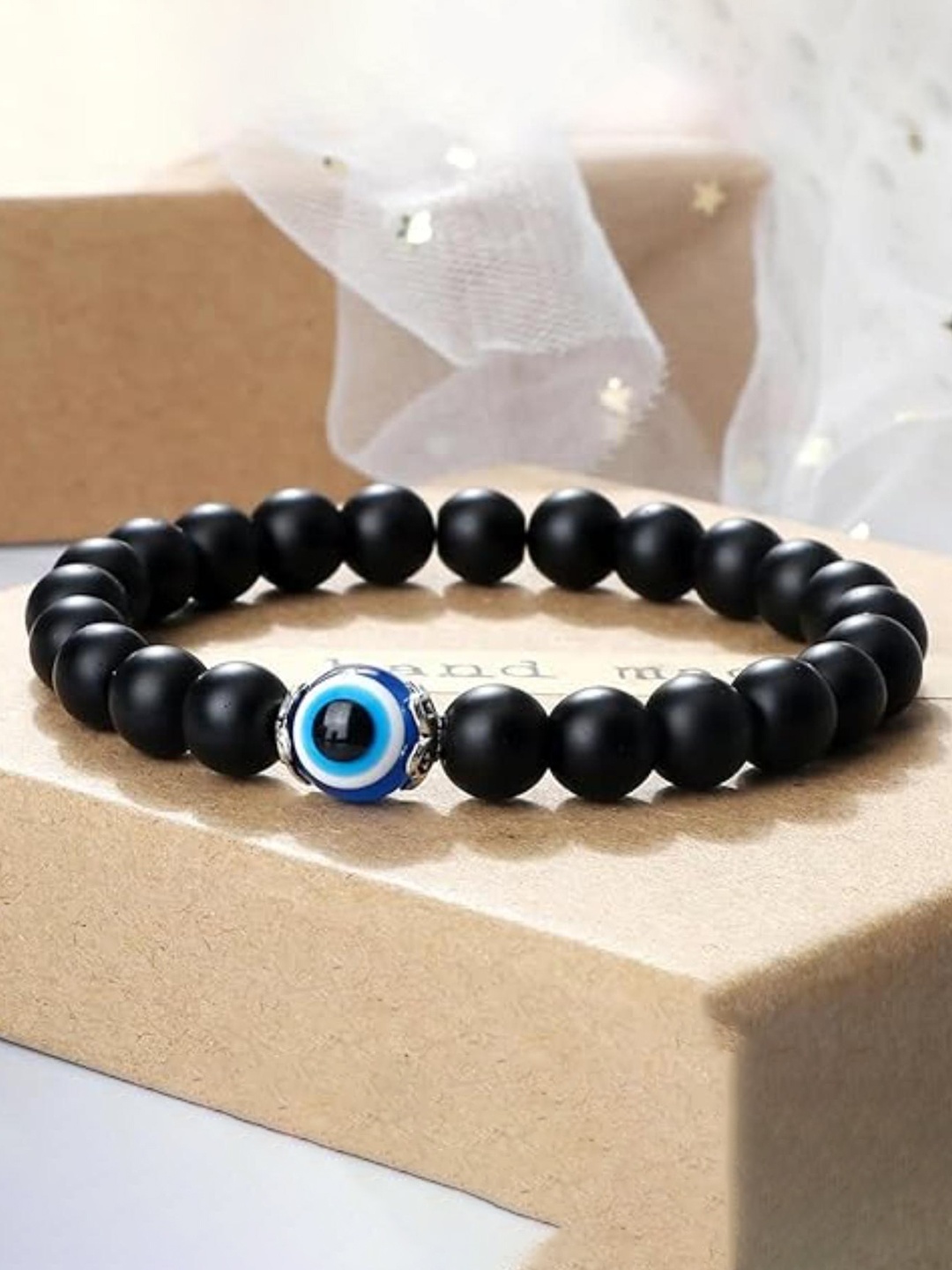 

DN Creation Evil Eye Beaded Elasticated Bracelet, Black