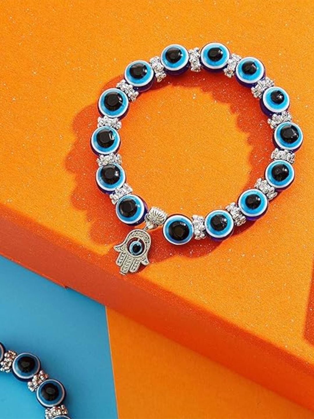 

DN Creation Unisex Evil Eye Beaded Elasticated Bracelet, Blue