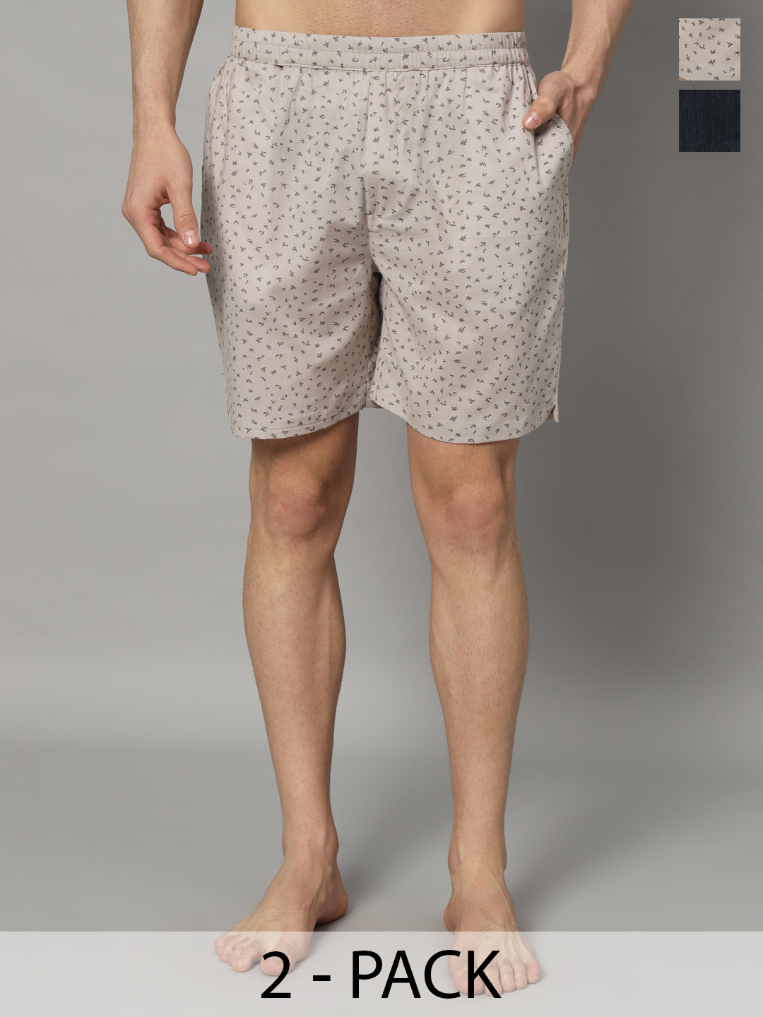 

OWO THE LABEL 2Pc Printed Pure Cotton Boxers OTLMB12_18-S, Blue