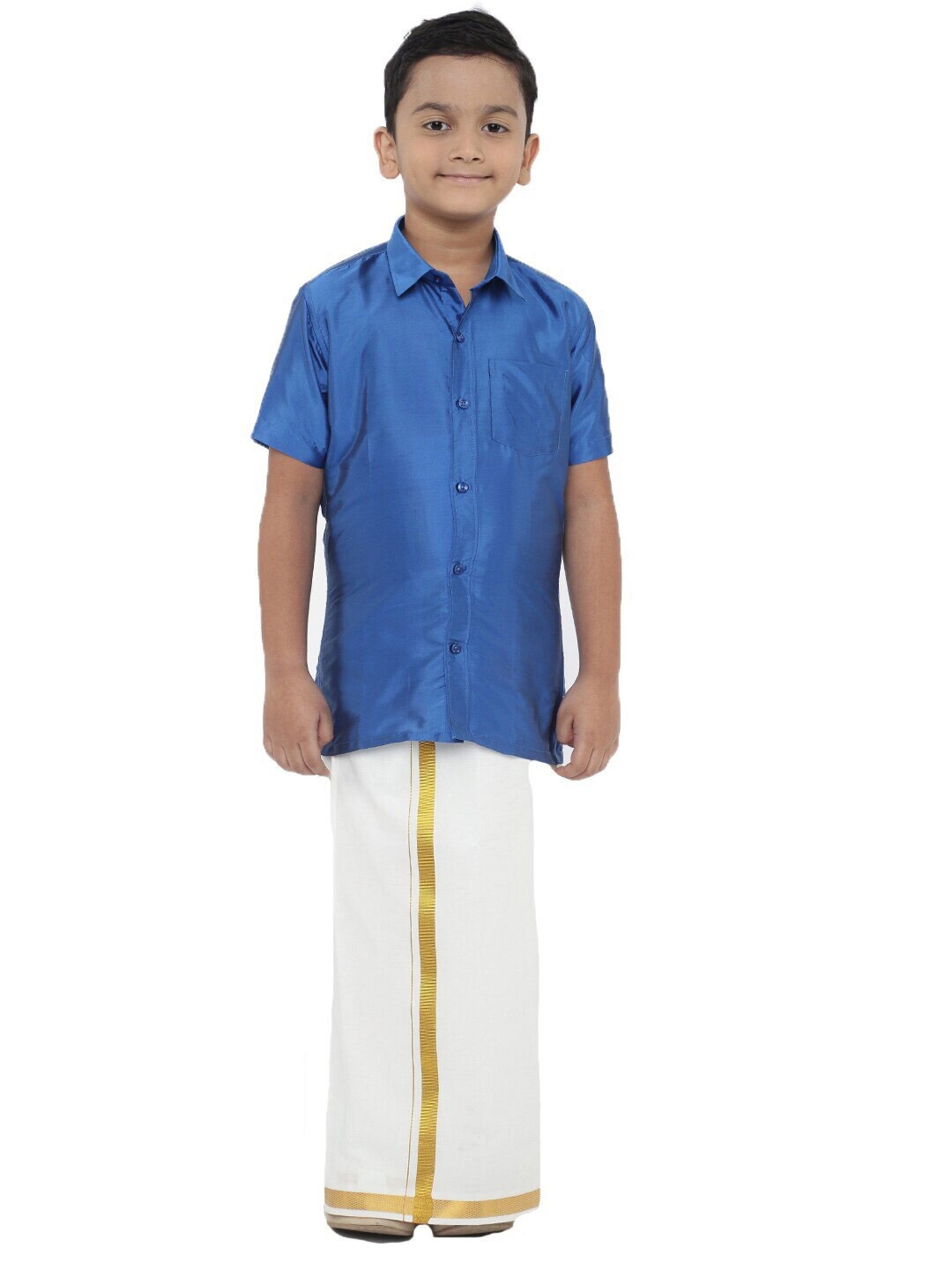 

Ramraj Boys Short Sleeves Shirt With Dhoti, Blue