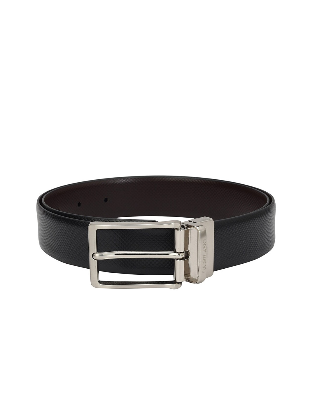 

Da Milano Men Textured Leather Reversible Belt, Black