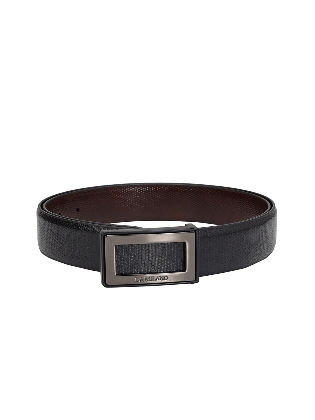 

Da Milano Men Textured Leather Belt, Black
