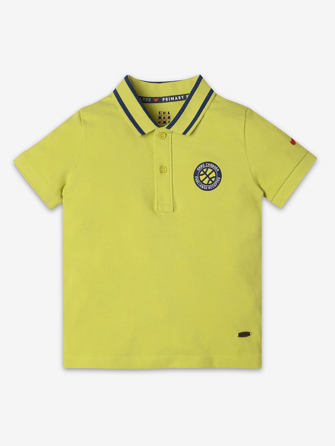 

Ed-a-Mamma Boys Polo Collar Bio Finish Applique T-shirt, Lime green