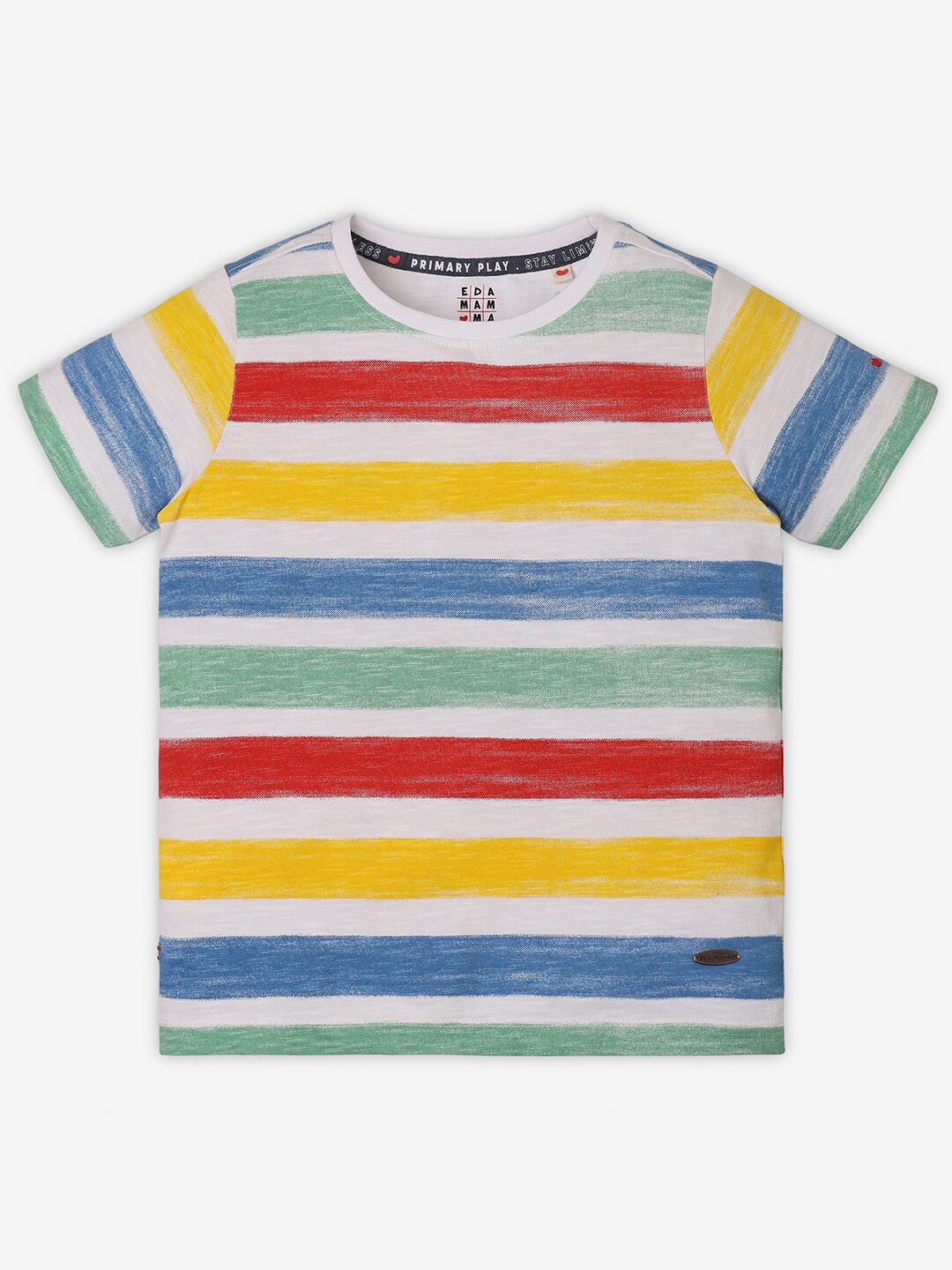 

Ed-a-Mamma Boys Striped Bio Finish Pockets T-shirt, Multi