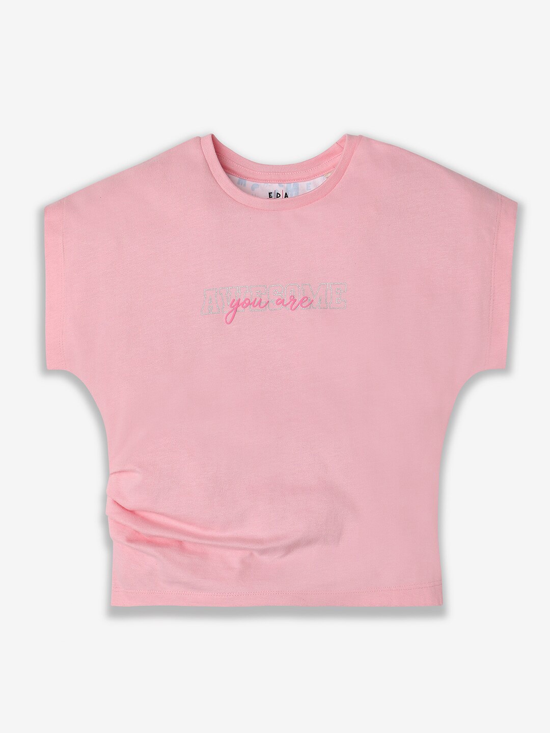 

Ed-a-Mamma Girls Typography Extended Sleeves Bio Finish T-shirt, Pink