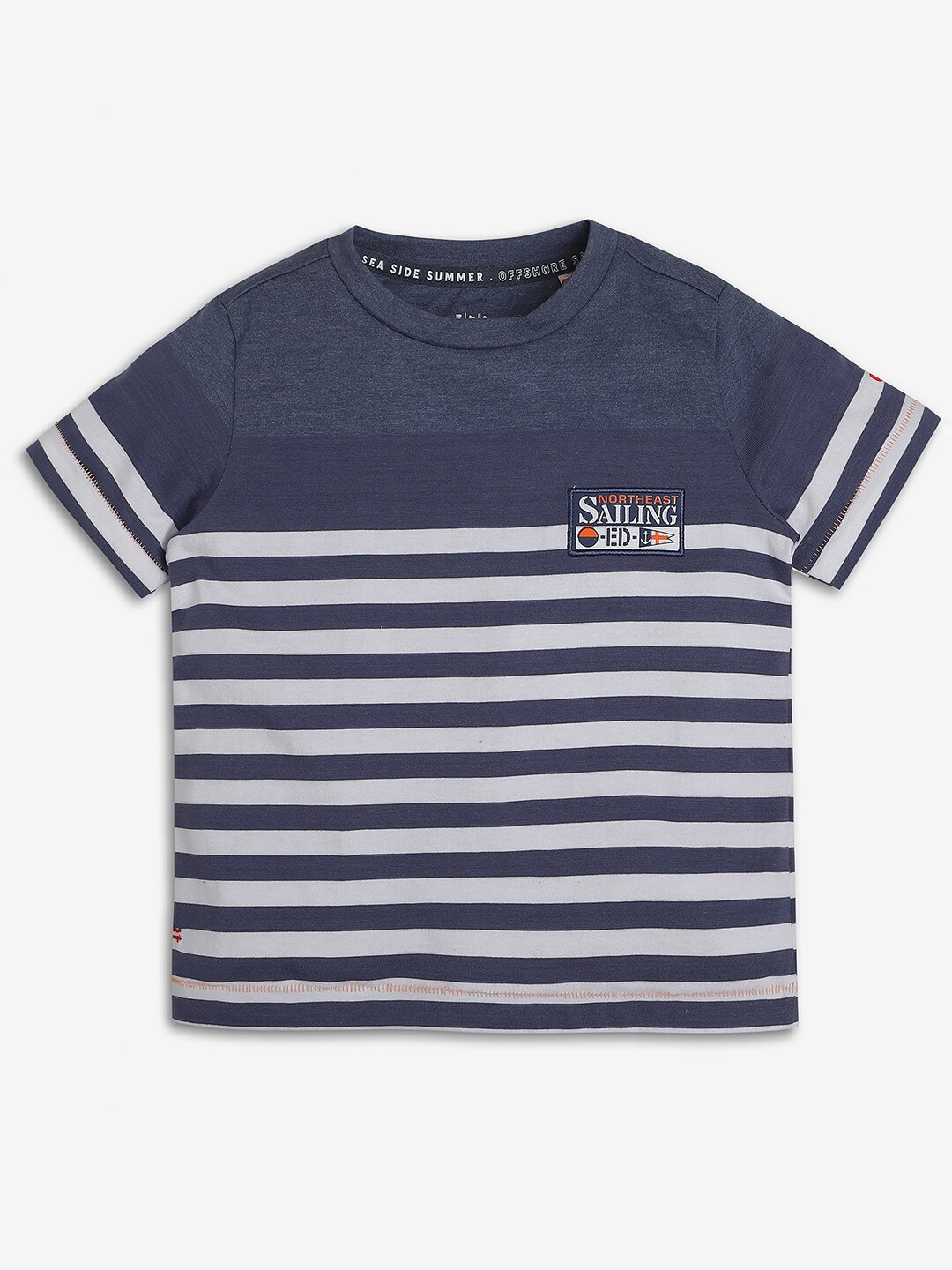 

Ed-a-Mamma Boys Striped Bio Finish T-shirt, Navy blue