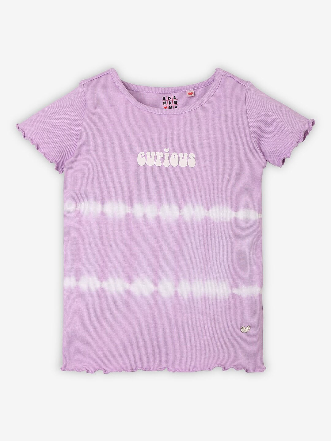 

Ed-a-Mamma Girls Typography Dyed Bio Finish Applique T-shirt, Lavender