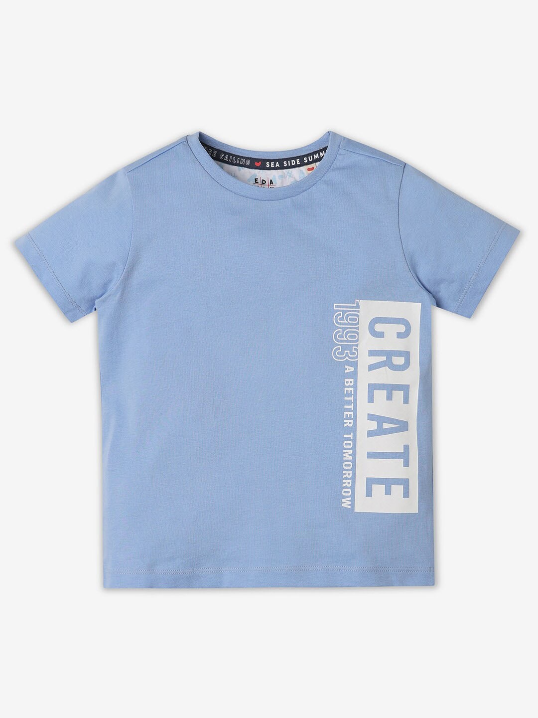 

Ed-a-Mamma Boys Typography V-Neck Bio Finish Applique T-shirt, Blue