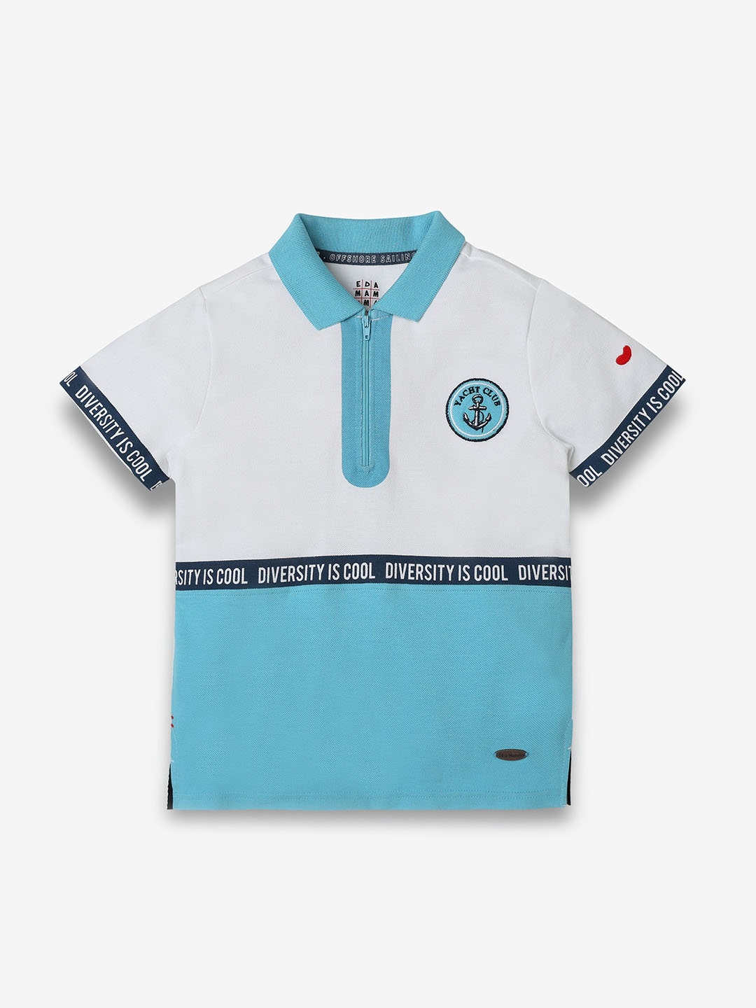 

Ed-a-Mamma Boys Polo Collar Bio Finish Applique T-shirt, White