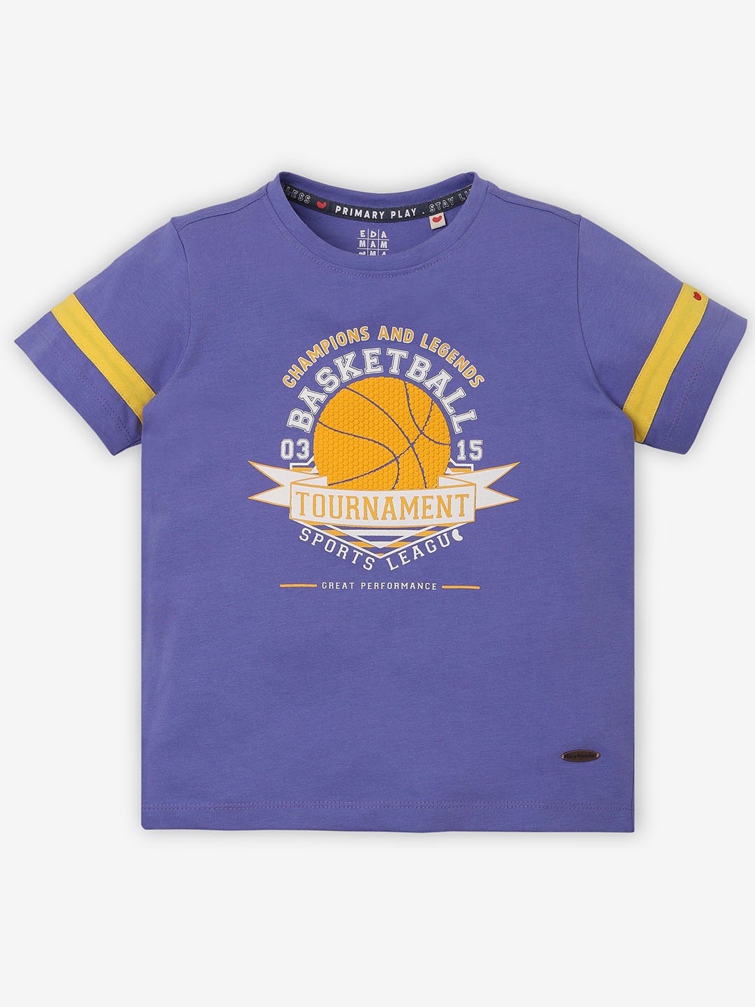 

Ed-a-Mamma Boys Printed Bio Finish Applique T-shirt, Purple