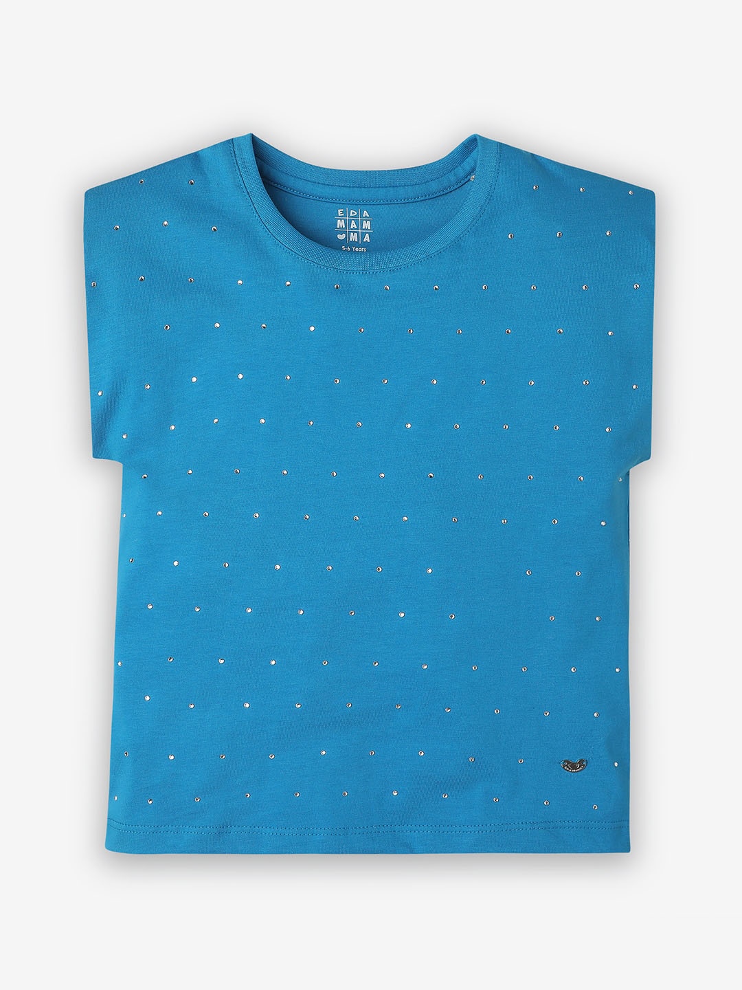 

Ed-a-Mamma Girls Polka Dot Printed Bio Finish T-shirt, Blue