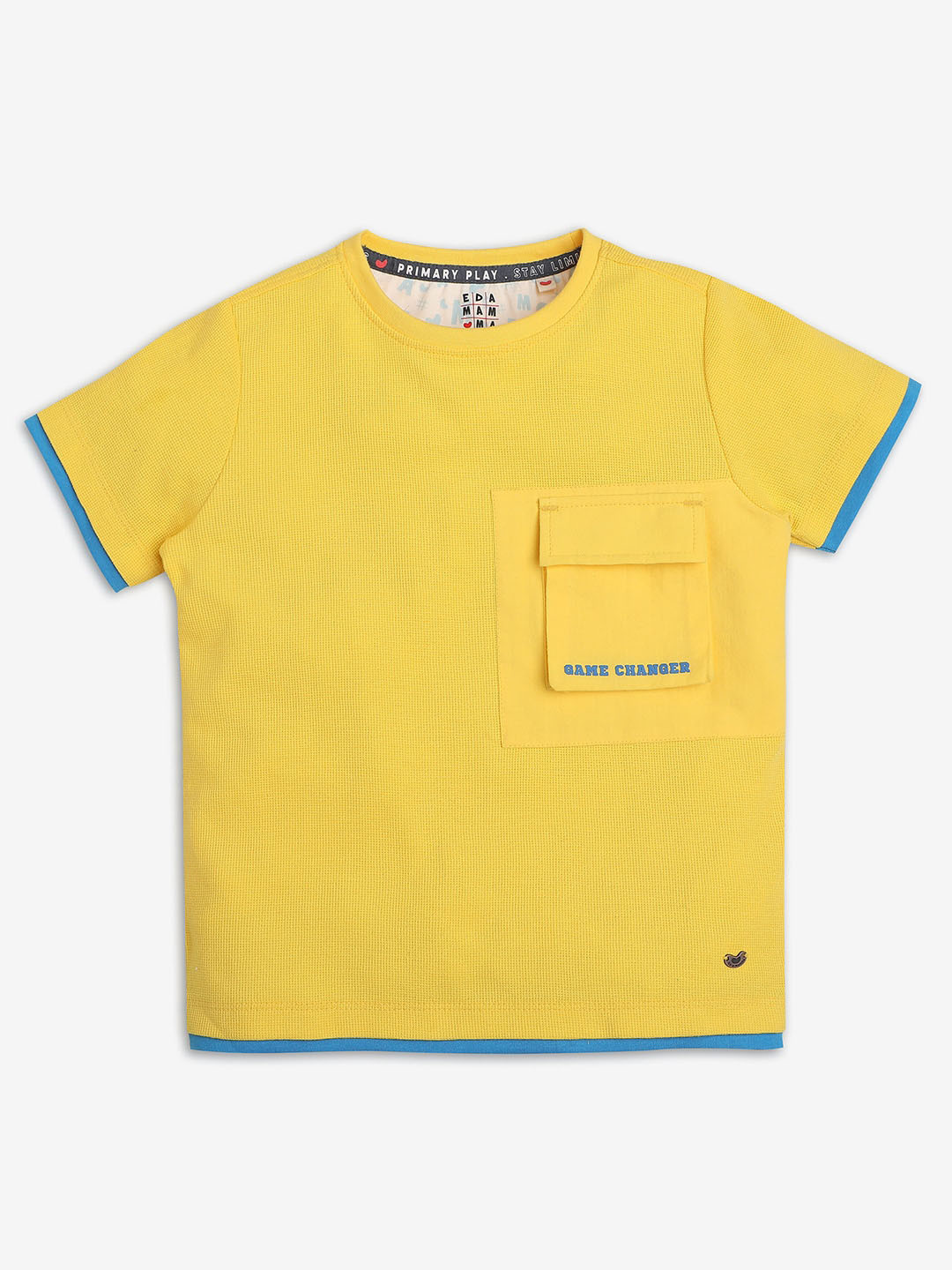 

Ed-a-Mamma Boys Typography Bio Finish Pockets T-shirt, Yellow