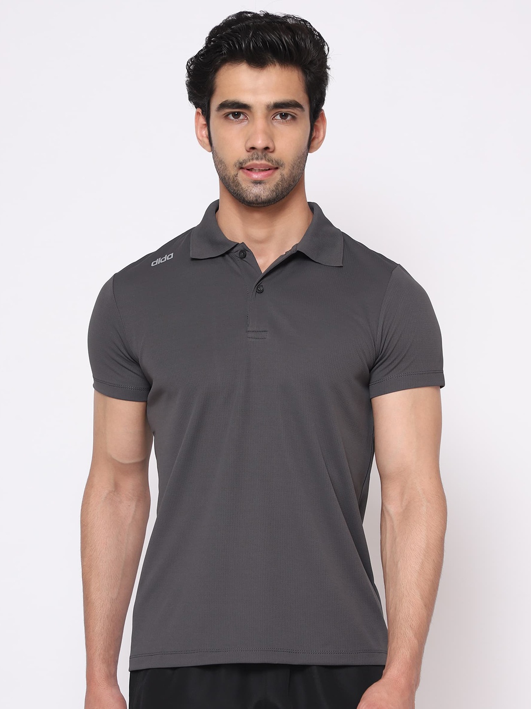 

DIDA Men Polo Collar Dri-FIT Pockets T-shirt, Grey
