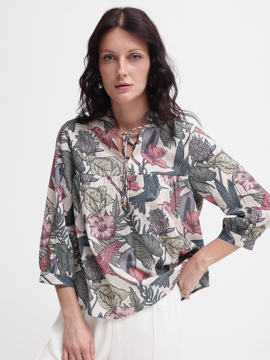 

RAREISM Floral Print Cotton Top, Multi