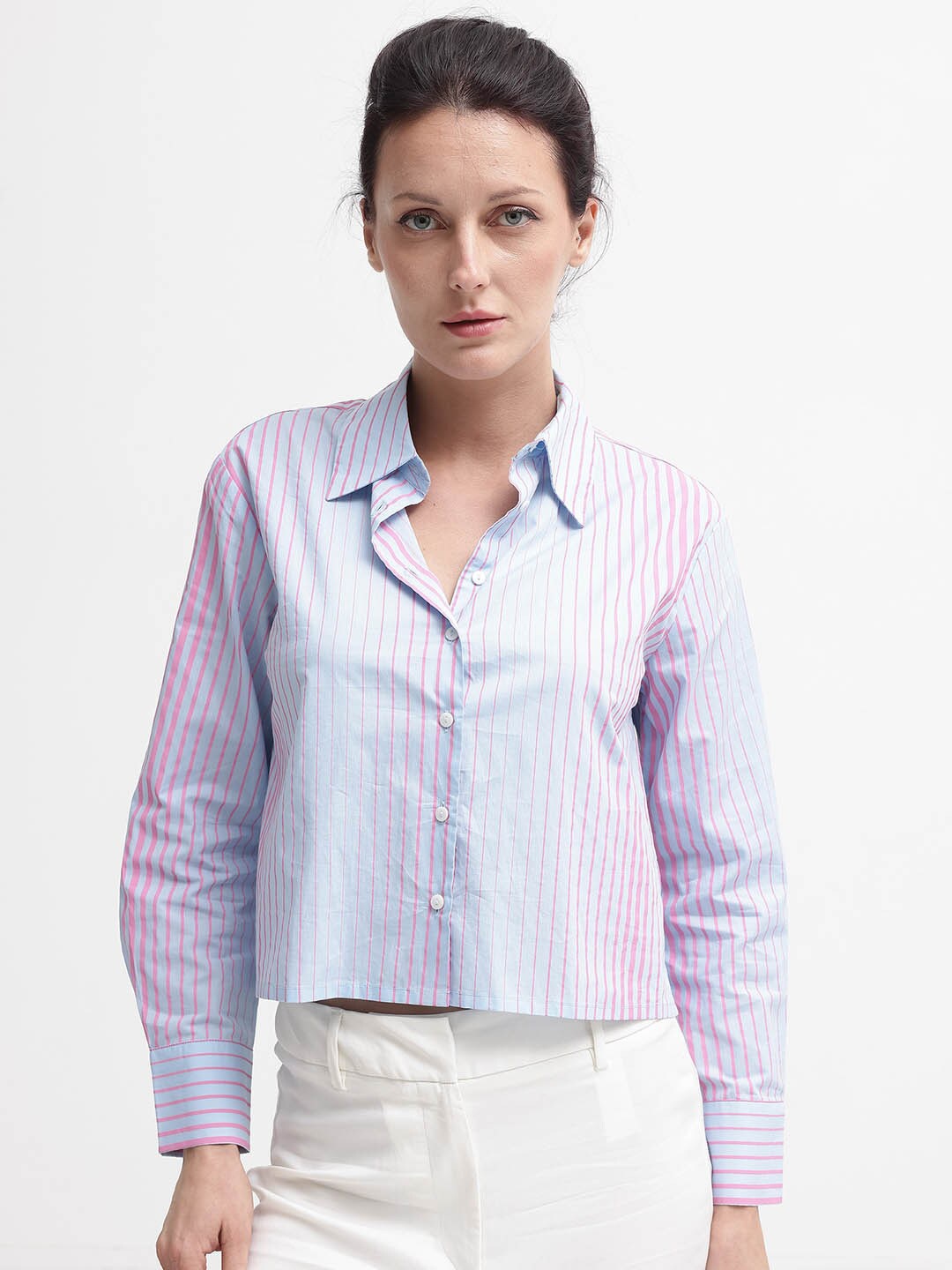 

RAREISM Striped Cotton Top, Purple
