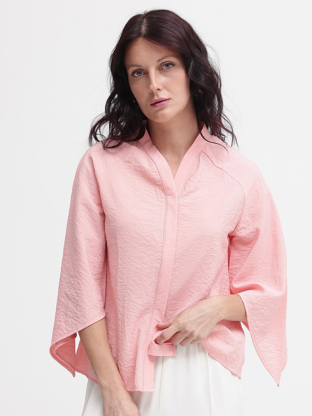 

RAREISM Flared Sleeve Cotton Top, Peach