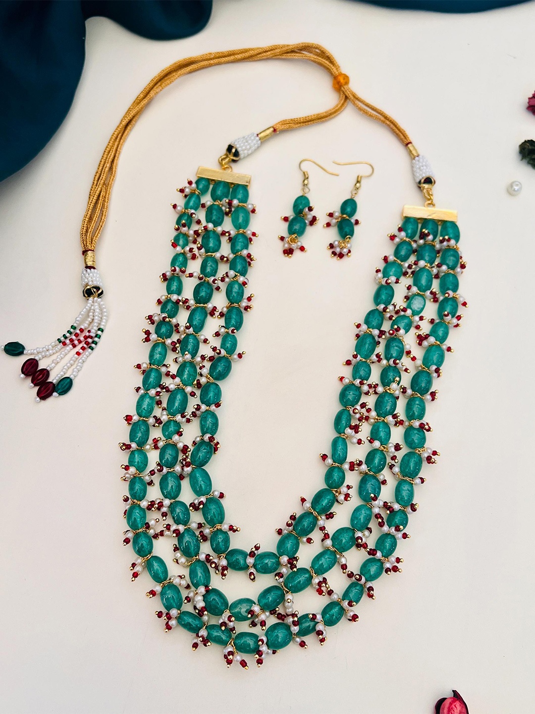 

ABDESIGNS Gold-Plated Beaded Brass Layered Jewellery Set