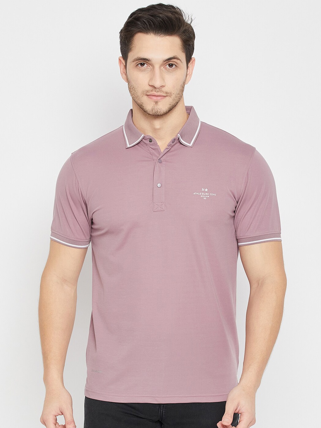 

Okane Men Polo Collar Pockets T-shirt, Pink