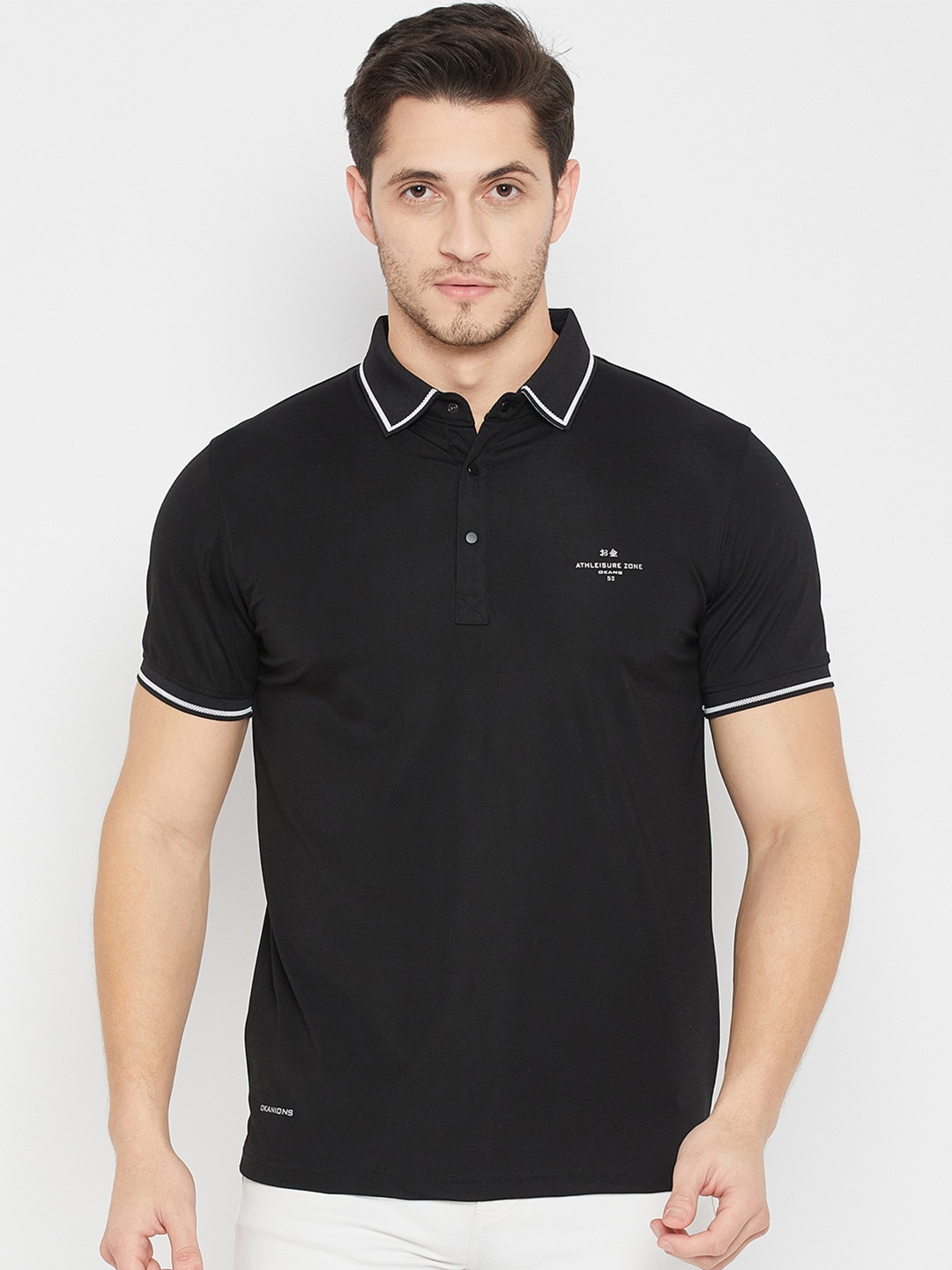 

Okane Men Polo Collar Pockets T-shirt, Black