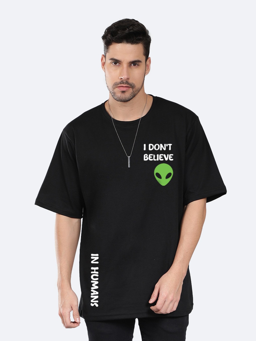 

Mad Over Print Men Typography Round Neck Applique T-shirt, Black