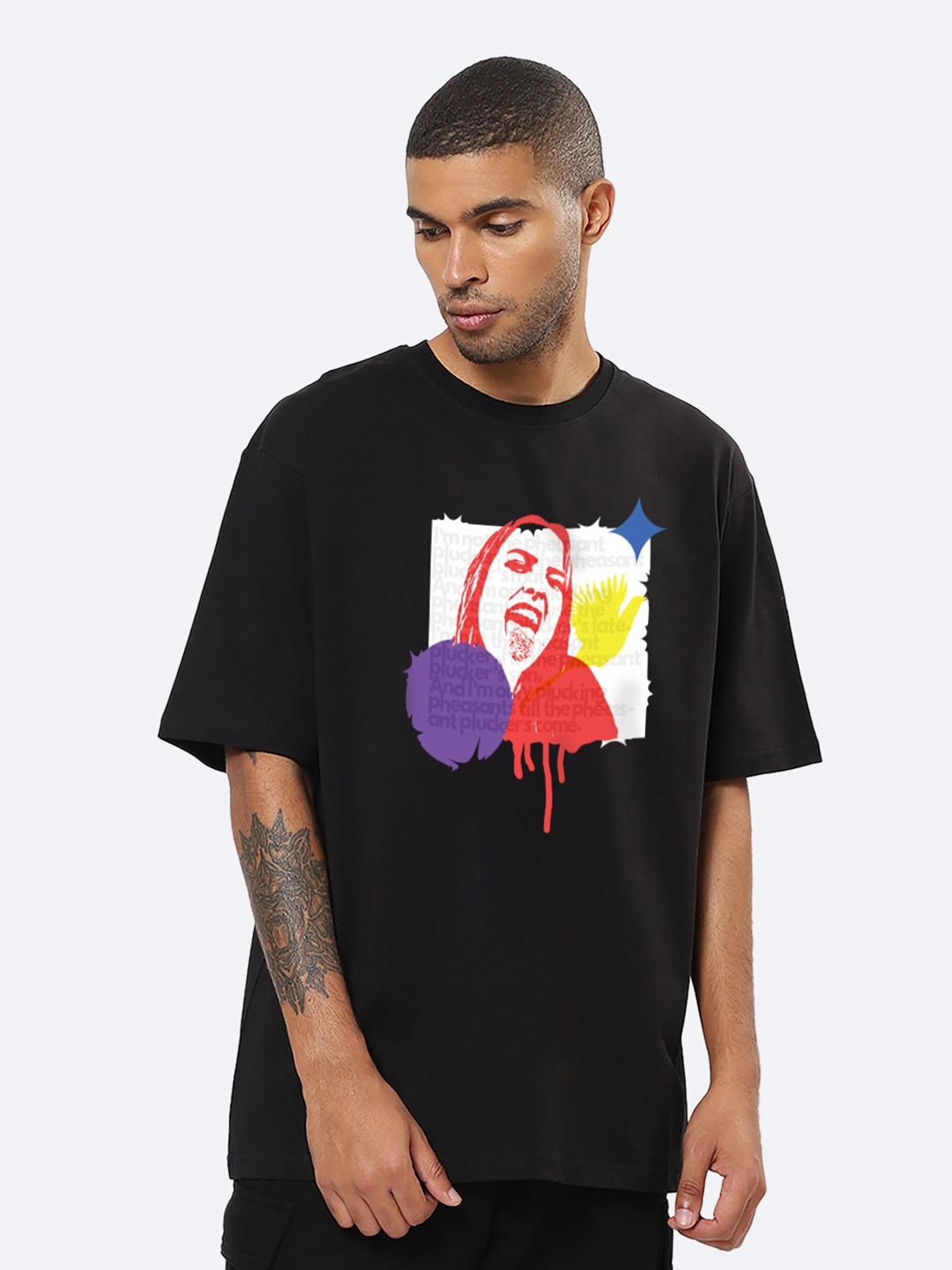 

Mad Over Print Men Printed Applique T-shirt, Black