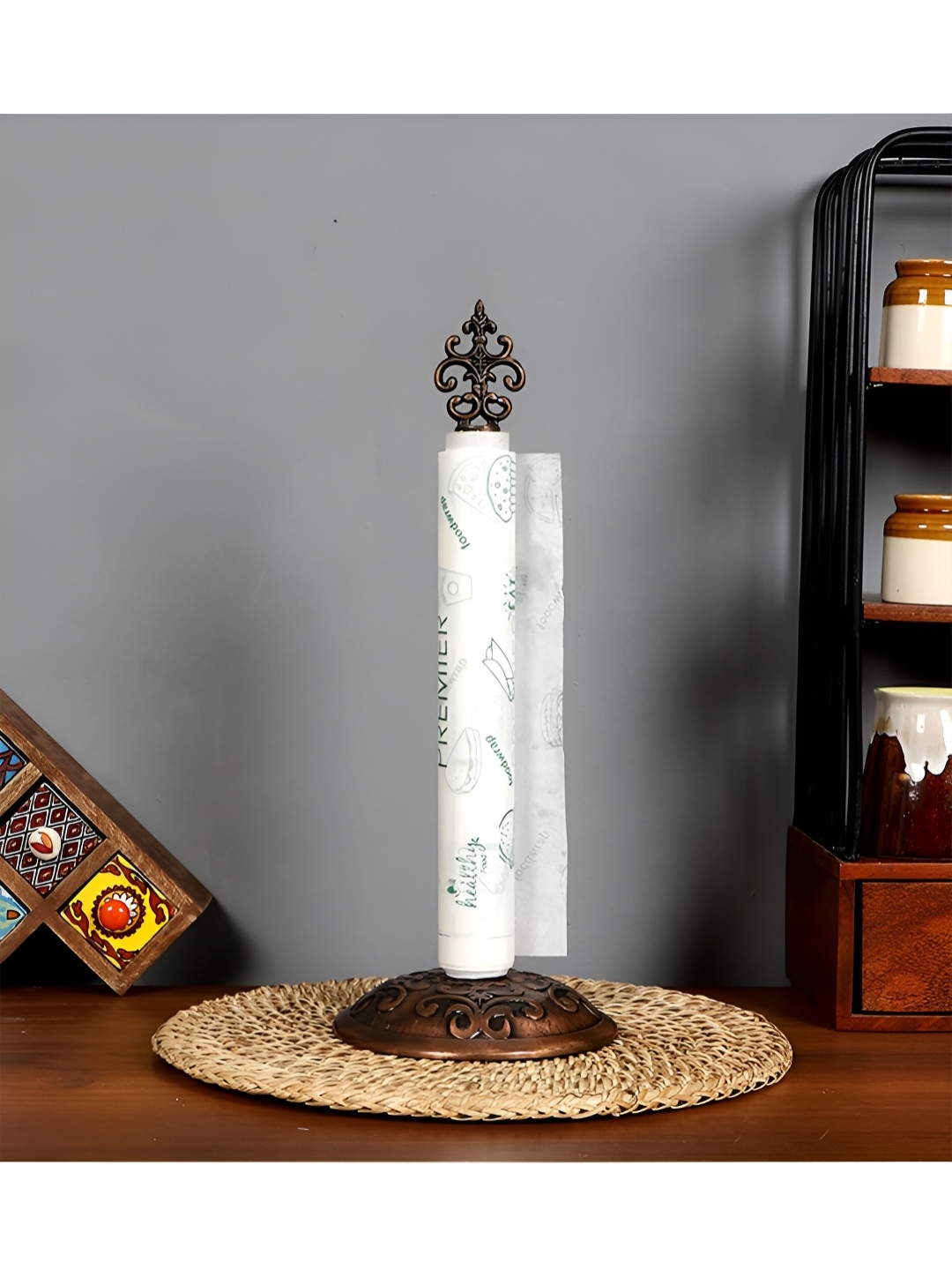 

Two Moustaches Brown Wooden Tissue Holder
