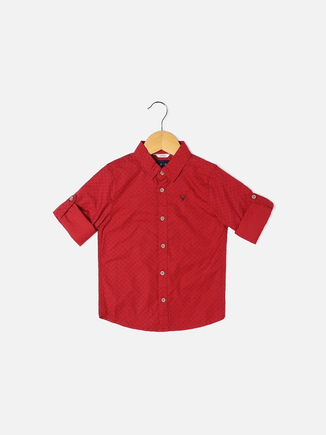 

Allen Solly Junior Boys Slim Fit Opaque Printed Casual Shirt, Red