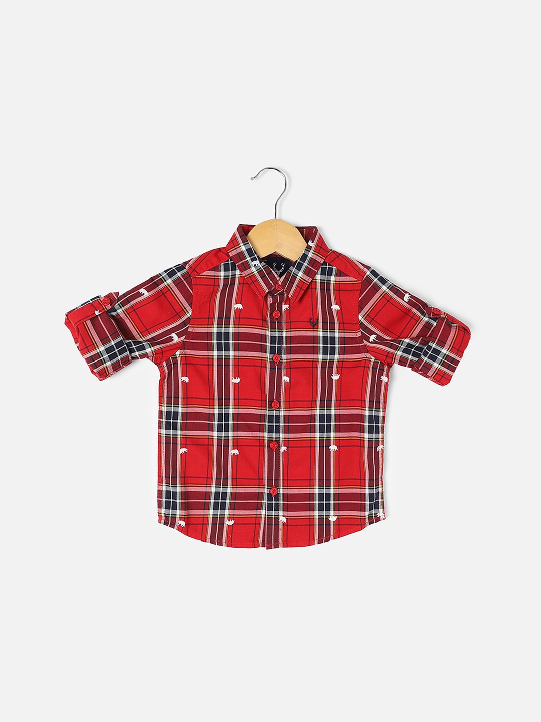 

Allen Solly Junior Boys Slim Fit Tartan Checks Opaque Checked Casual Shirt, Red