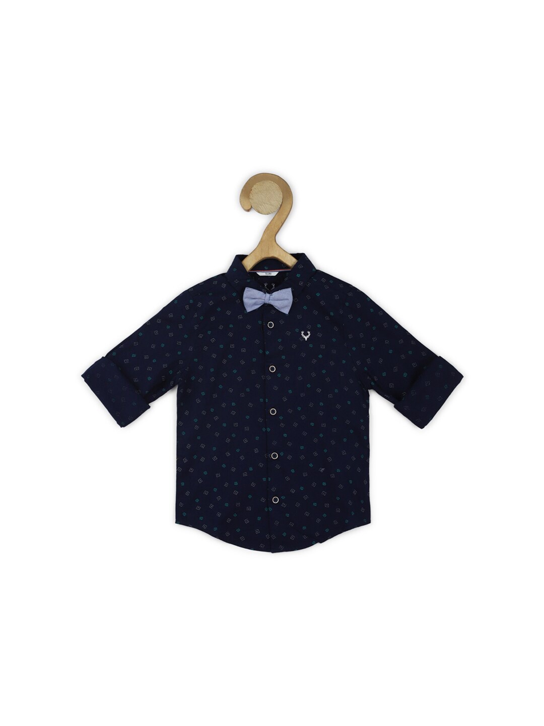 

Allen Solly Junior Boys Slim Fit Opaque Printed Casual Shirt, Navy blue