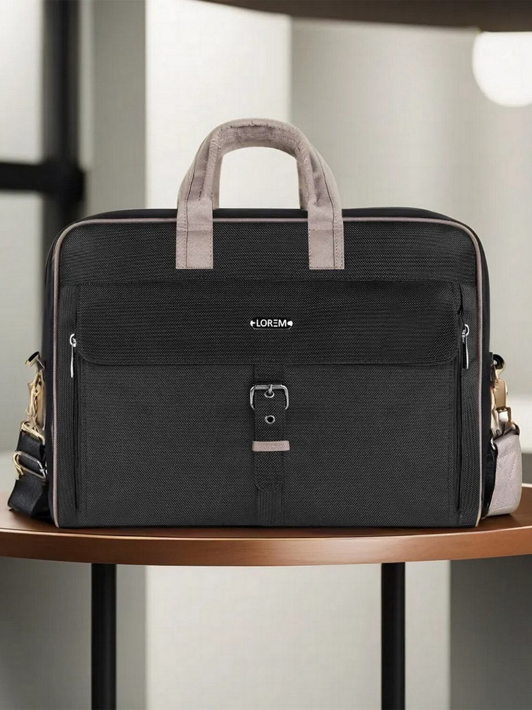 

LOREM Unisex Textured Laptop Bag, Black