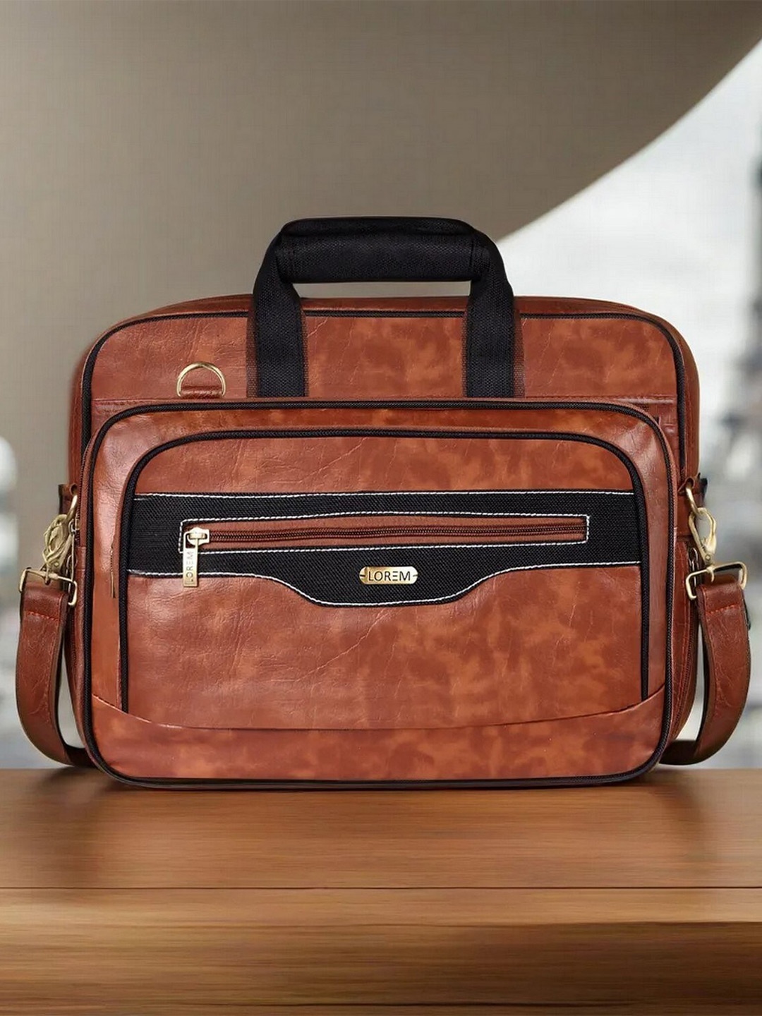 

LOREM Unisex Textured Laptop Bag Up To 16 Inch Laptop, Tan