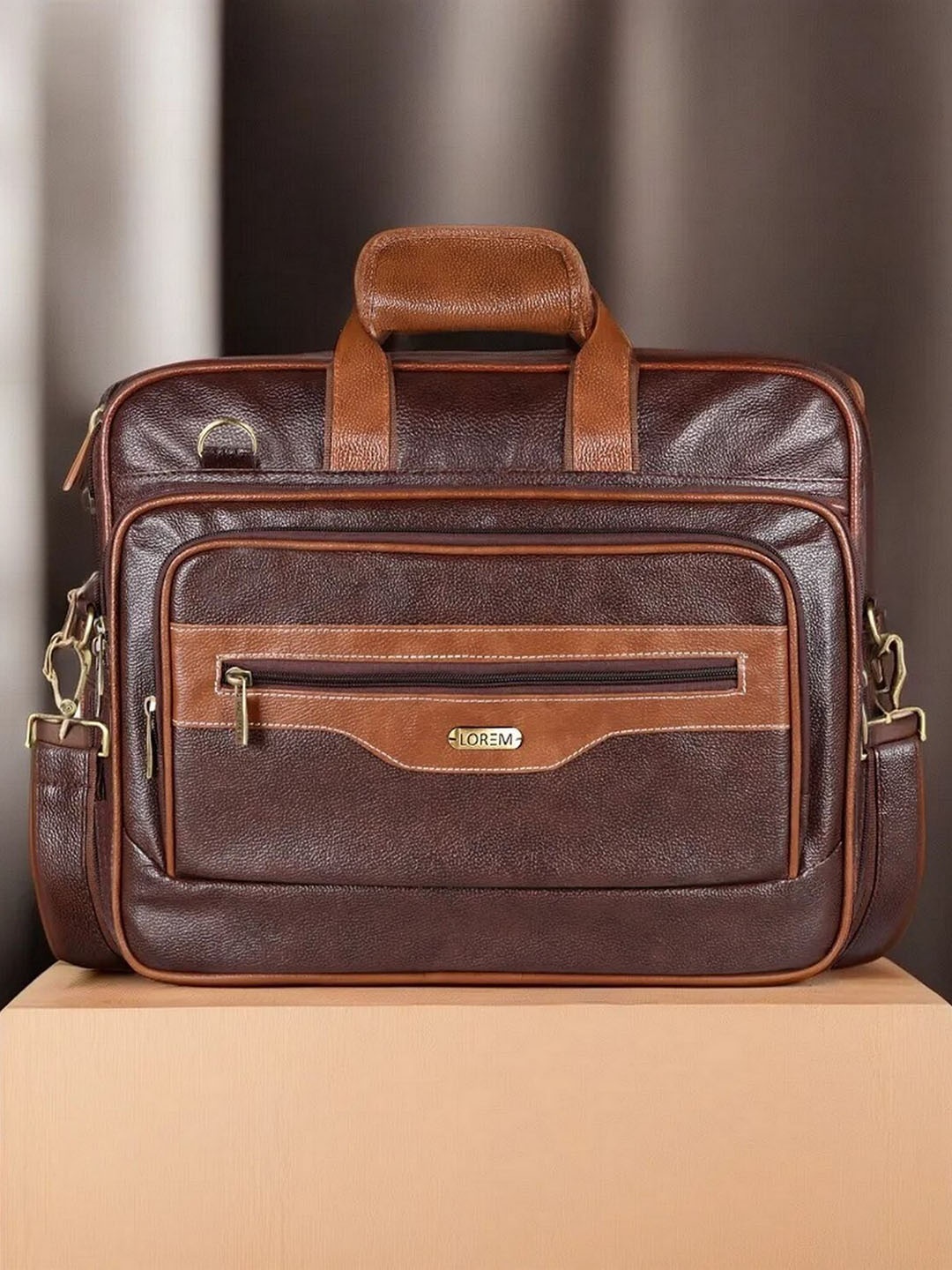 

LOREM Unisex Water Repellent Laptop Bag, Tan