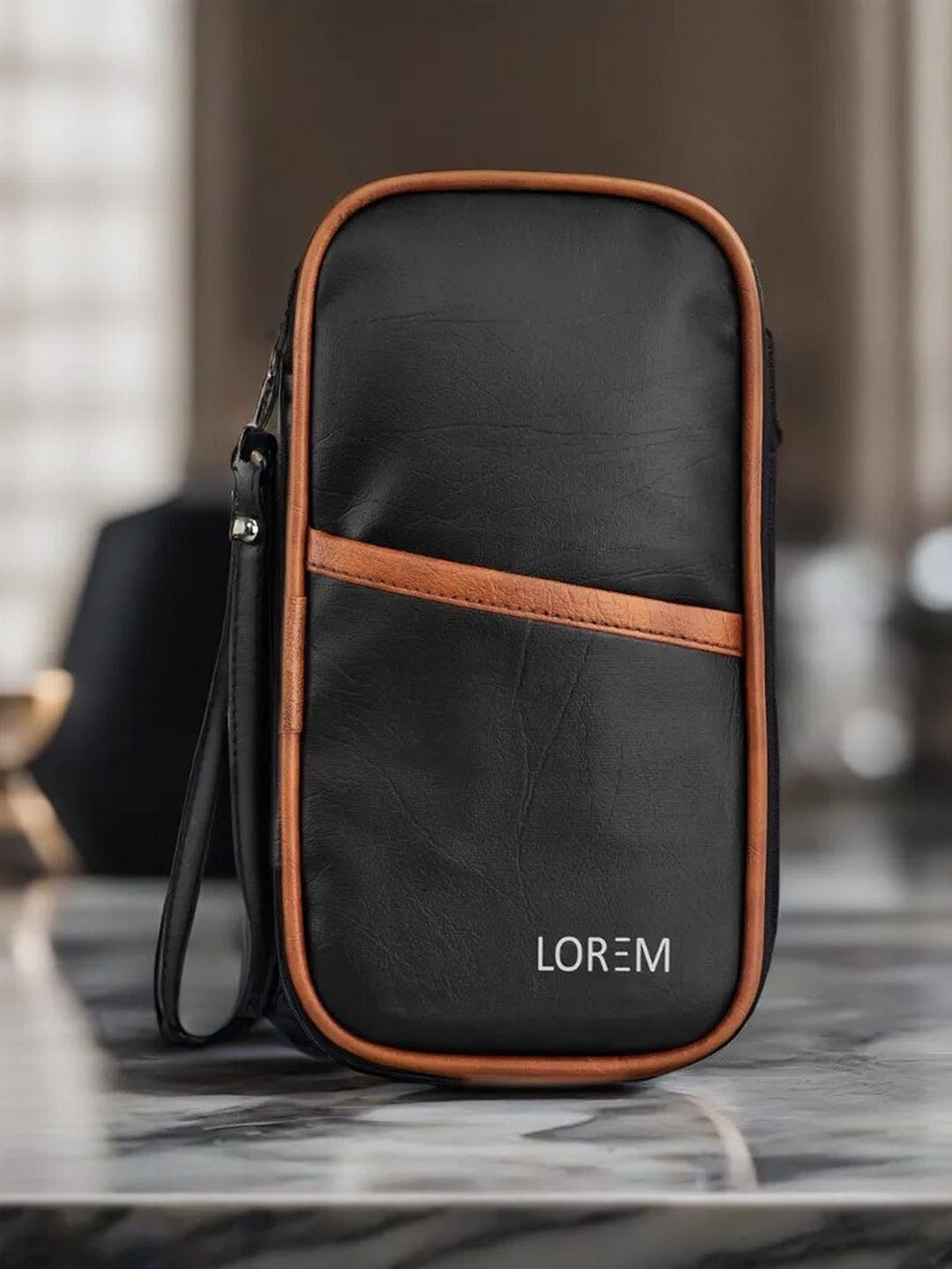 

LOREM Unisex Textured Passport Holder with Passport Holder, Black