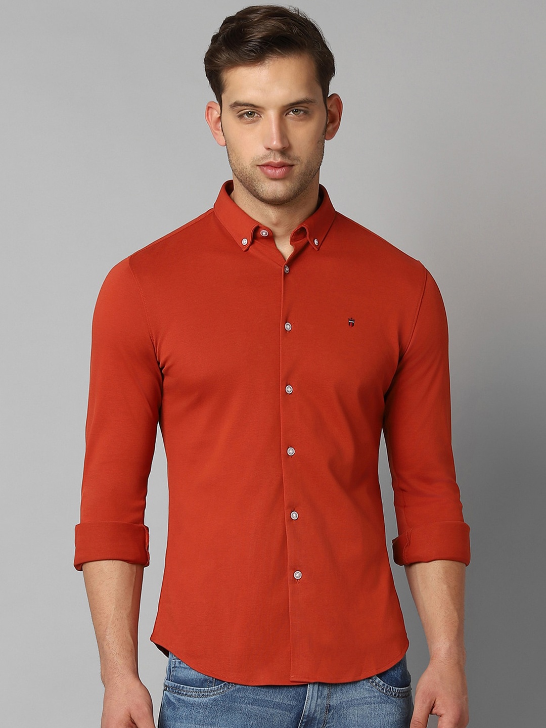 

Louis Philippe Jeans Men Slim Fit Opaque Casual Shirt, Orange