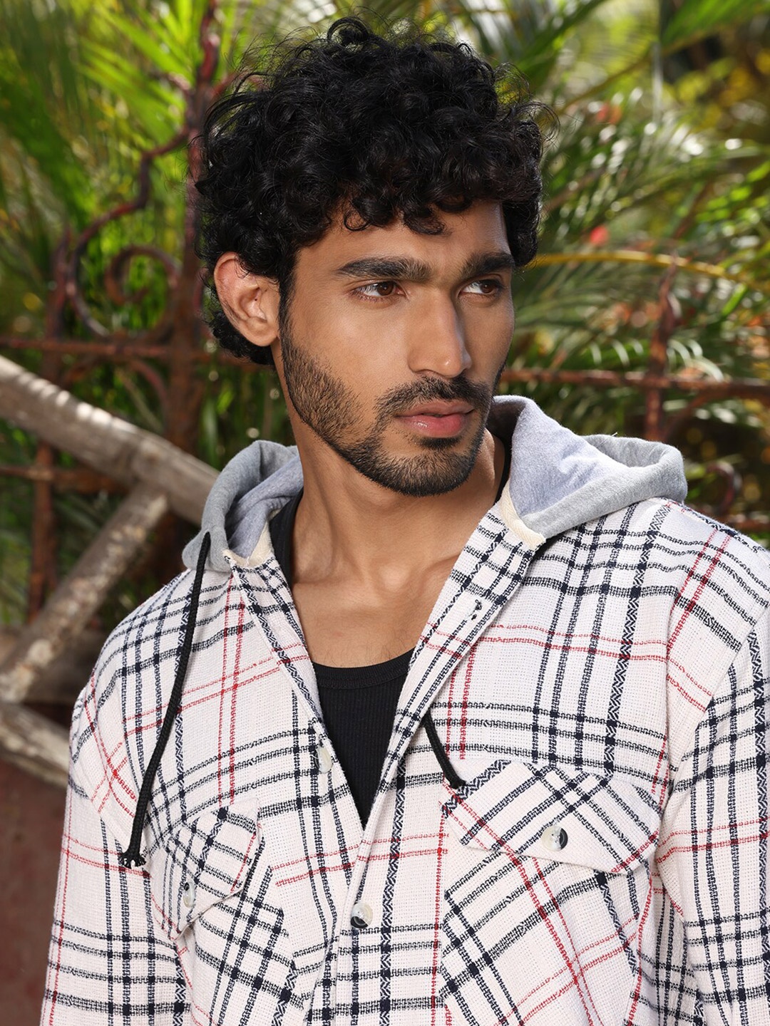 

The Roadster Lifestyle Co Checked Pure Cotton Oversized Shirt, Off white