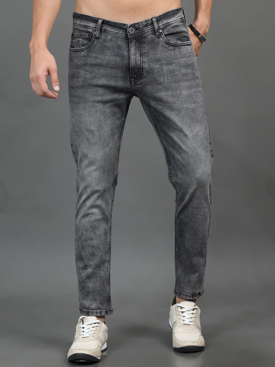

PAUL STREET Men Urban Slim Slim Fit Heavy Fade Stretchable Jeans, Grey